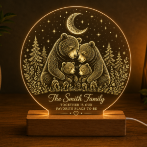 Personalised Bear Family LED Lamp – Custom Family Acrylic Night Light