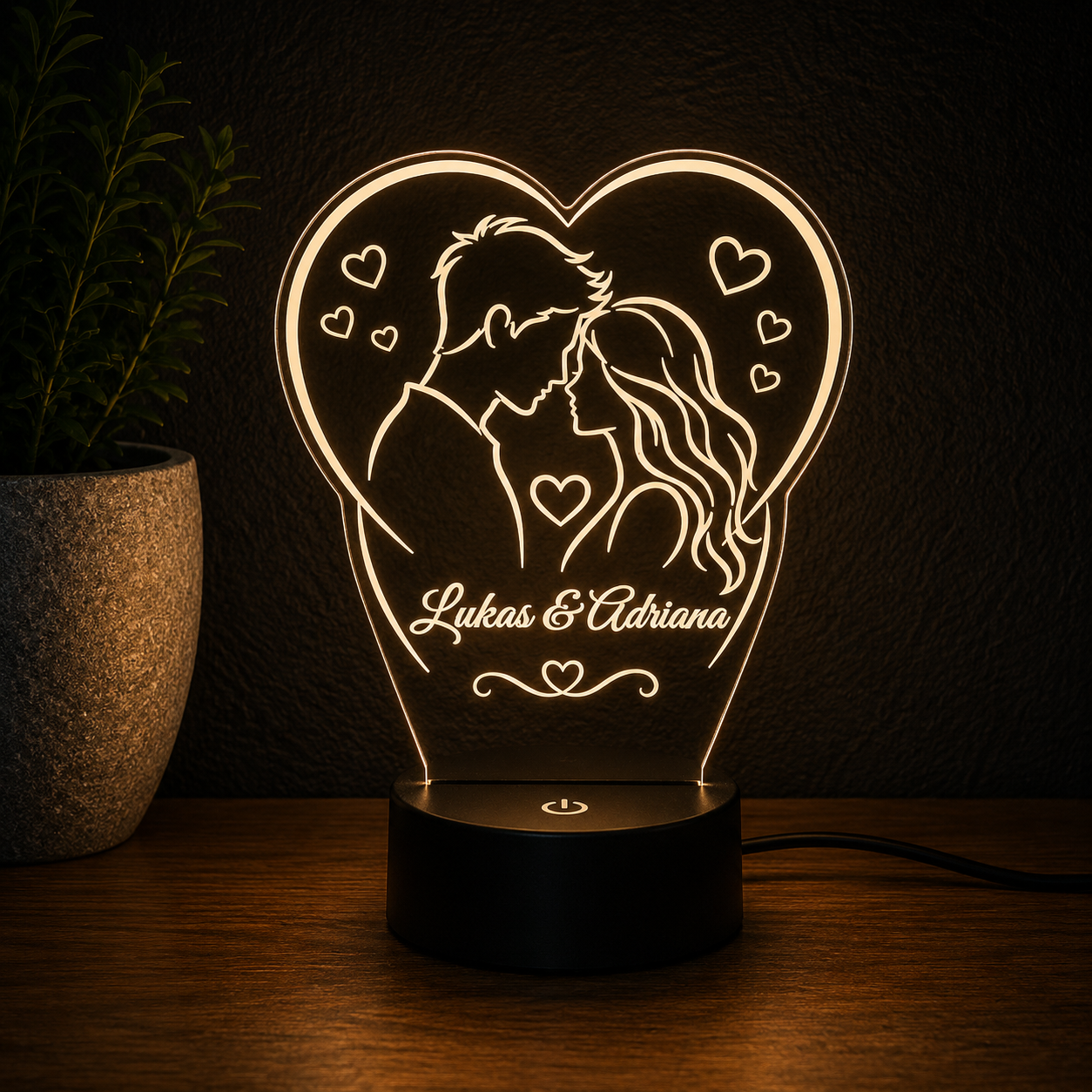 Personalised Couple Heart LED Lamp