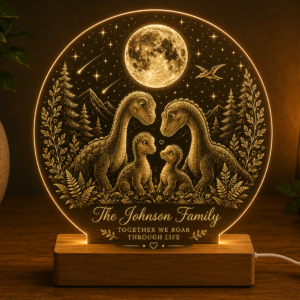 Personalised Dinosaur Family LED Lamp – Custom Family Acrylic Night Light