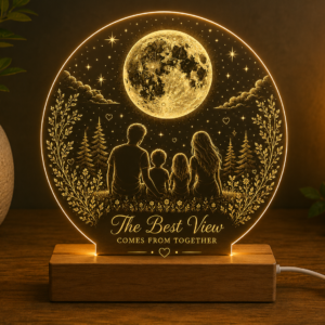 Personalised Family Moon LED Lamp – Custom Family Acrylic Night Light