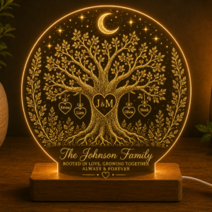Personalised Family Tree LED Lamp – Custom Family Name Acrylic Night Light