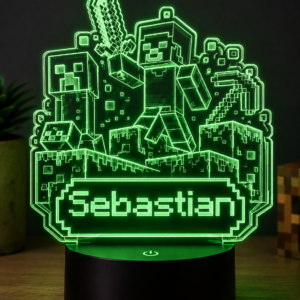 Personalised Minecraft Inspired LED Lamp
