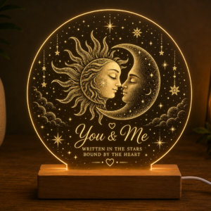 Personalised Sun & Moon LED Lamp – Custom Couple Acrylic Night Light