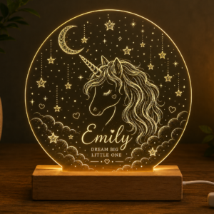 Personalised Unicorn LED Lamp – Custom Name Acrylic Night Light