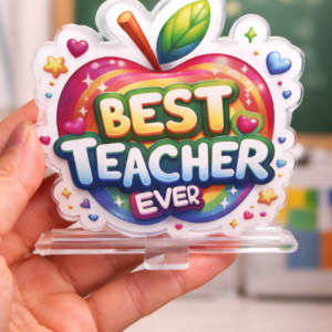 Best Teacher Ever Gift Acrylic Desk Sign | Thank You Teacher Present UK