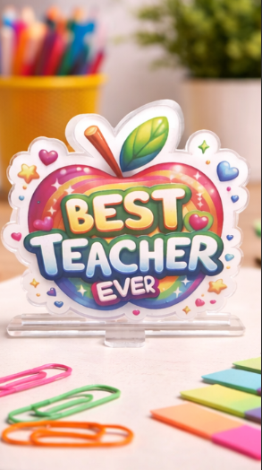Best Teacher Ever Gift Acrylic Desk Sign | Thank You Teacher Present UK - Image 3