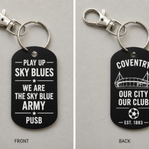 Coventry Sky Blues Inspired Engraved Metal Keyring