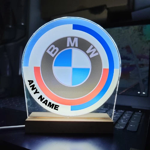Custom BMW Car Logo LED Night Light - Personalised UV Printed Acrylic Lamp - Image 3