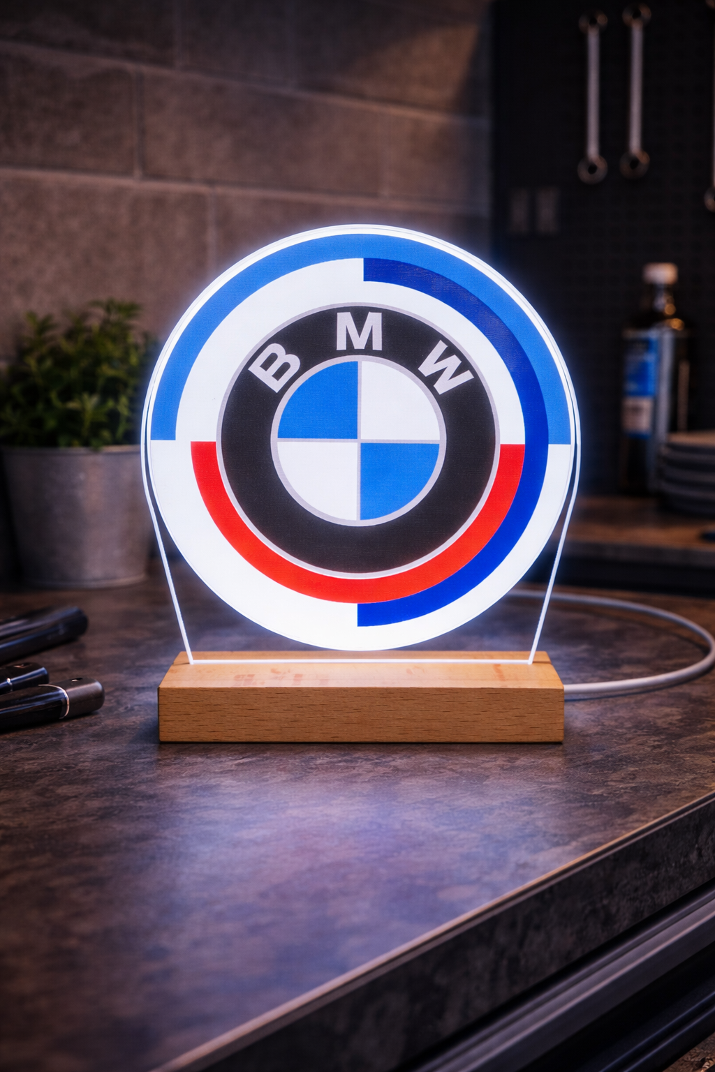 Custom BMW Car Logo LED Night Light - Personalised UV Printed Acrylic Lamp