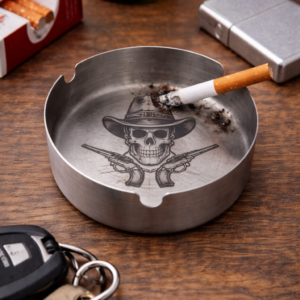 Custom Engraved Metal Ashtray | Personalised Photo Logo Text | Gift for Him Dad Boyfriend | Man Cave Smoking Gift