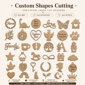 Custom Laser Cut Craft Shapes - 3mm MDF, Plywood or Acrylic for DIY Projects