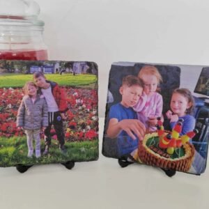 Custom Photo Slate Coaster / Plaque - Personalised UV Print (Includes FREE Stand)