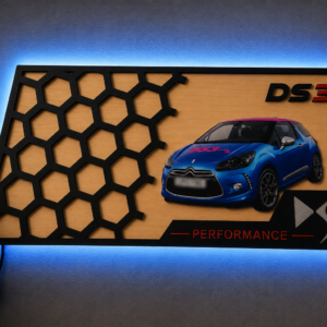 DS3 Wall Art – Handmade Wooden Plaque – 40cm LED Garage Sign