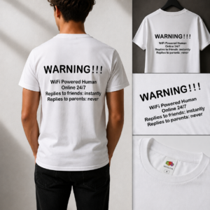 Funny Teenager Shirt – WiFi Powered Human T-Shirt – Online 24/7 Graphic Tee – Funny Gift for Teens Boys Girls