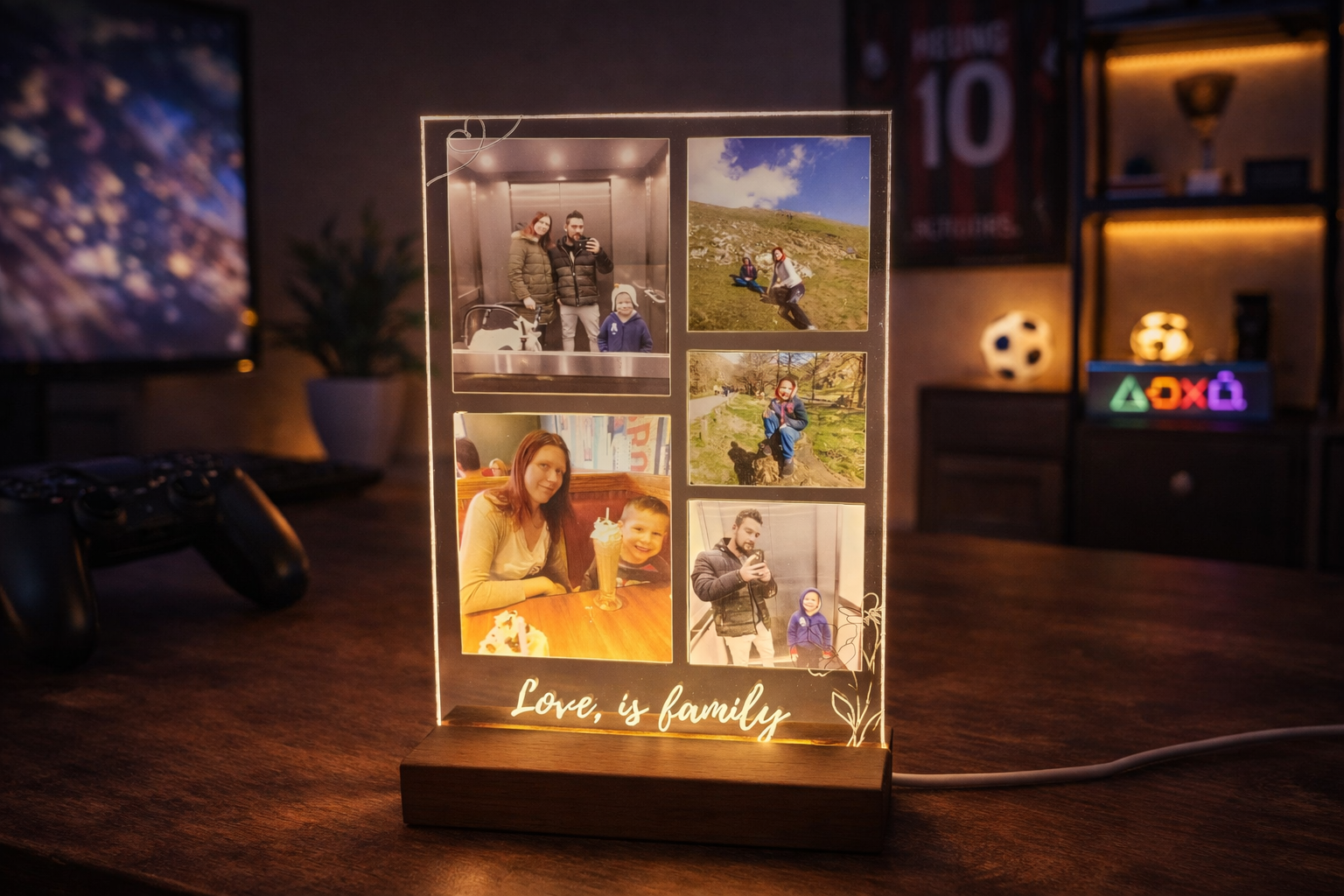 Personalised Acrylic Photo Plaque - LED Night Light Memory Lamp - Image 2