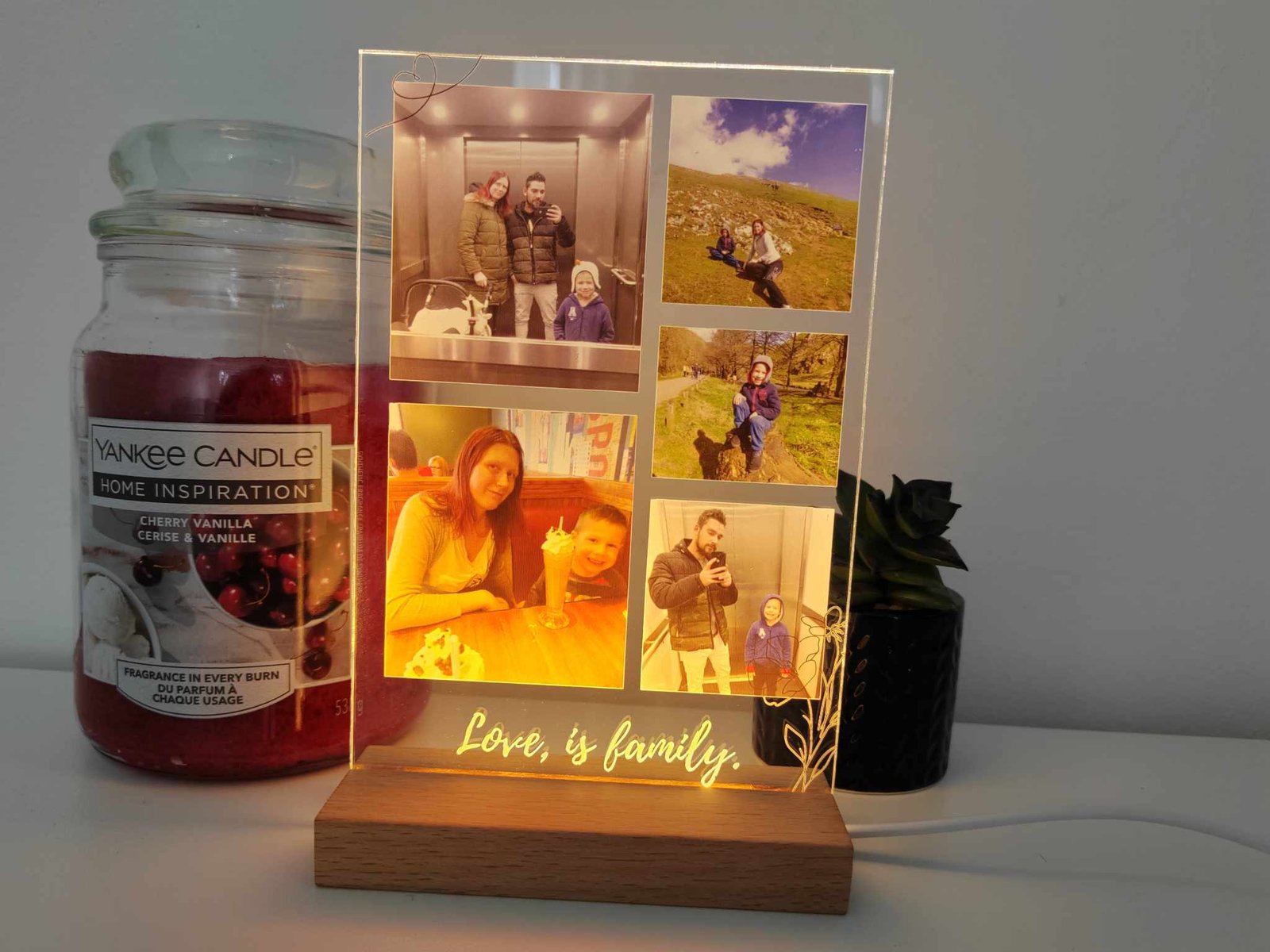 Personalised Acrylic Photo Plaque - LED Night Light Memory Lamp - Image 3