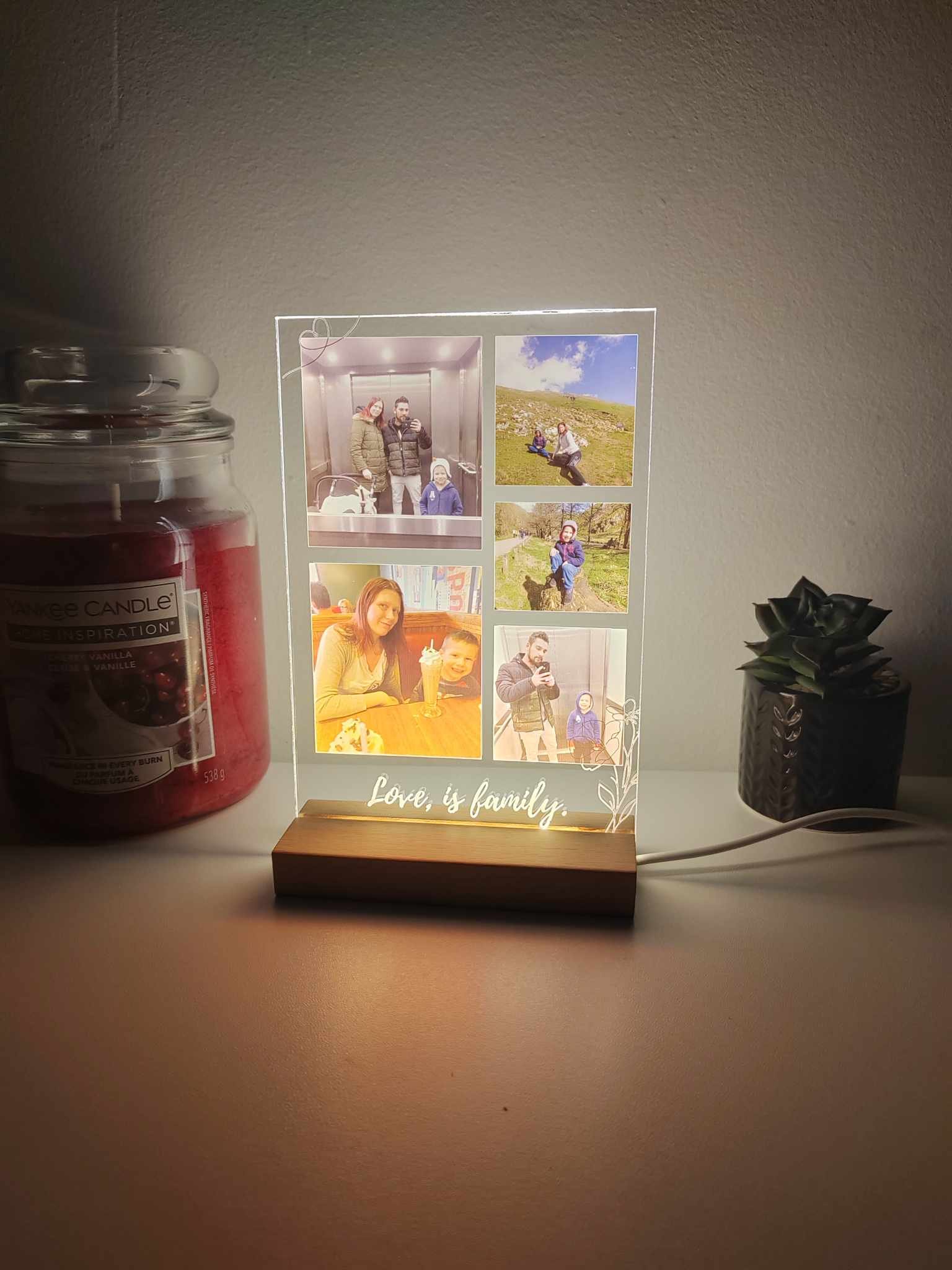 Personalised Acrylic Photo Plaque - LED Night Light Memory Lamp - Image 4