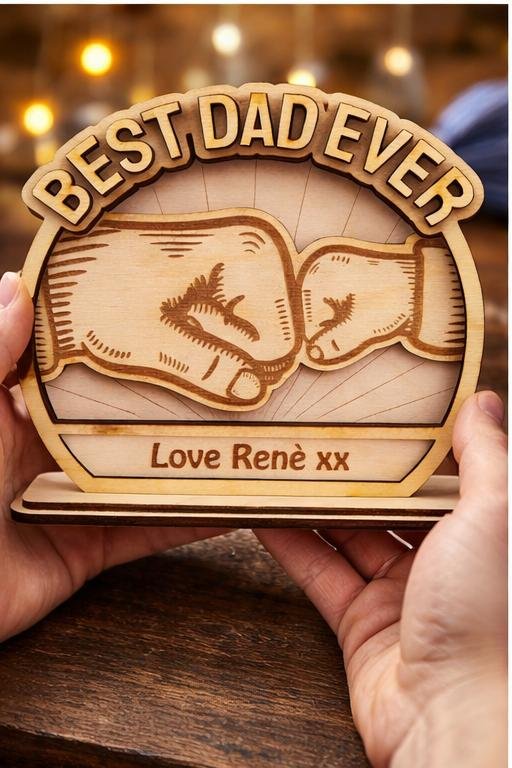 Personalised "Best Dad Ever" Wooden Free-Standing Decor - Image 2
