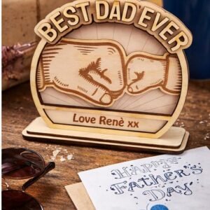 Personalised "Best Dad Ever" Wooden Free-Standing Decor