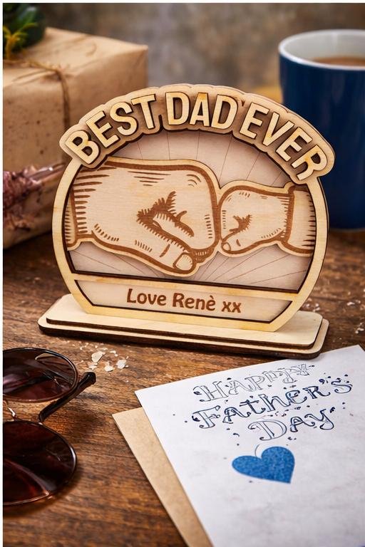 Personalised "Best Dad Ever" Wooden Free-Standing Decor