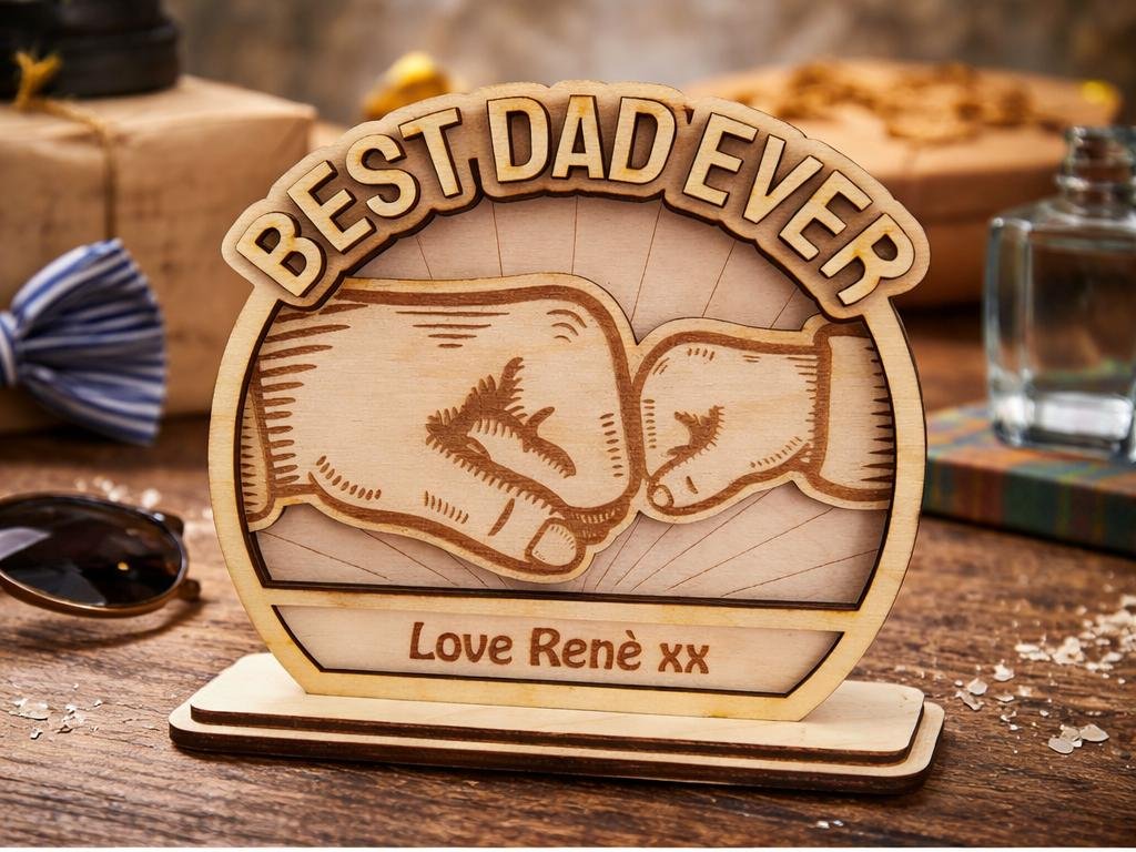 Personalised "Best Dad Ever" Wooden Free-Standing Decor - Image 3