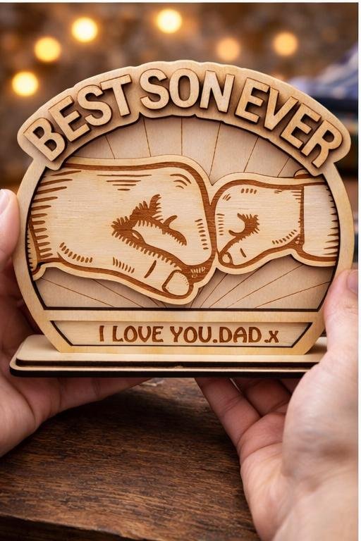 Personalised "Best Son Ever" Wooden Free-Standing Decor - Image 2