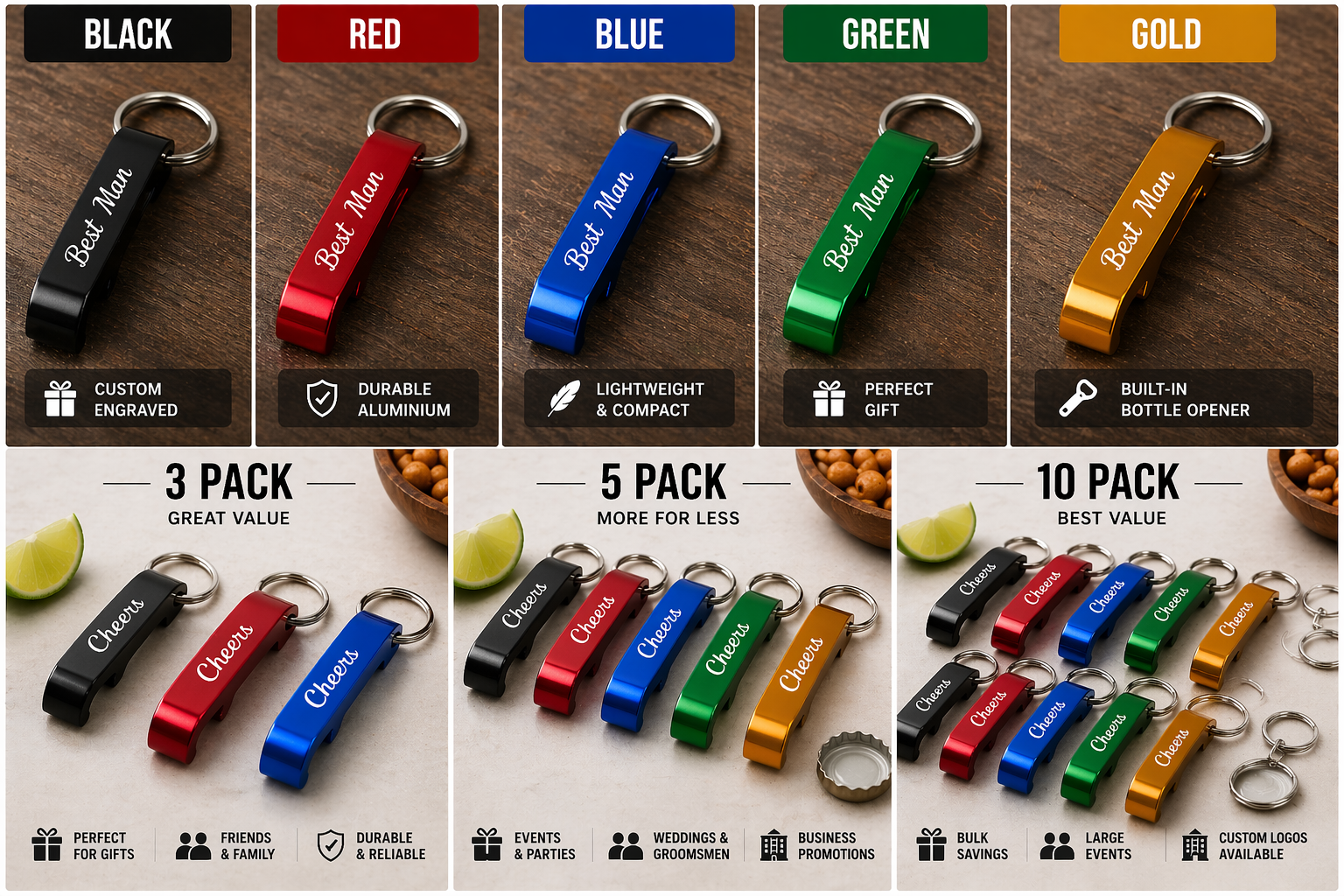 Personalised Bottle Opener Keyring UK – Engraved Keychain | Groomsmen Gift | Custom Name Keyring - Image 4