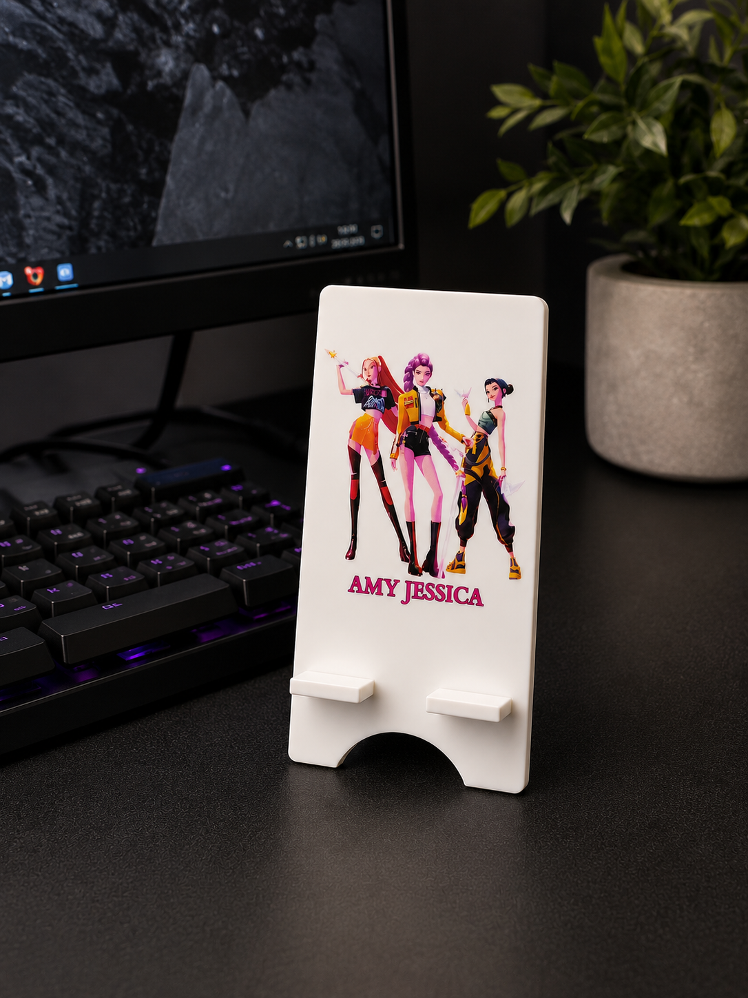 Personalised Custom Logo Phone Stand Holder - Acrylic Desk Decor - Image 2
