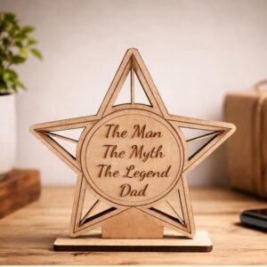 Personalised Dad Trophy Gift | Custom Wooden Star Award for Father’s Day or Birthday