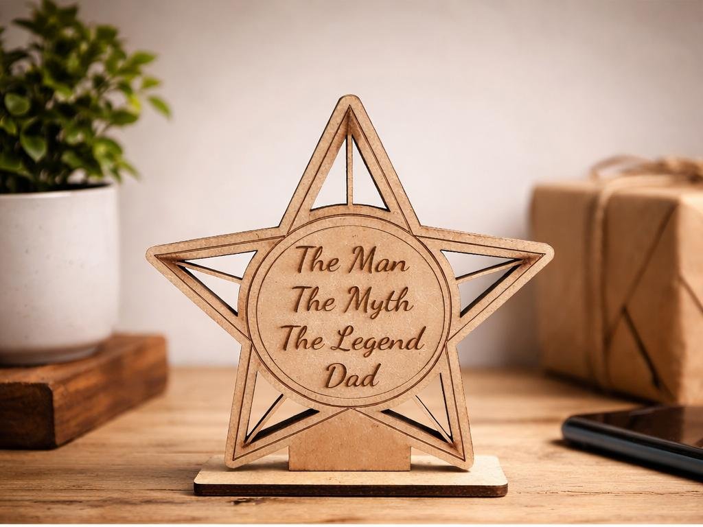 Personalised Dad Trophy Gift | Custom Wooden Star Award for Father’s Day or Birthday