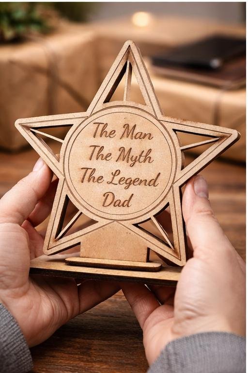 Personalised Dad Trophy Gift | Custom Wooden Star Award for Father’s Day or Birthday - Image 3