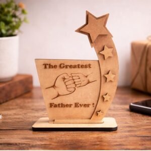 Personalised Dad Trophy Gift | Greatest Father Ever Wooden Award for Father’s Day