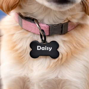 Personalised Dog Tag Bone Shape – Engraved Name & Phone Number UK