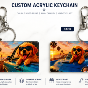 Personalised Double-Sided Acrylic Custom Photo Keychain – Custom Front & Back Photo Print (50x35mm)