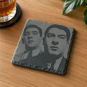 Personalised Engraved Slate Coaster - Custom Logo, Text & Team Crest