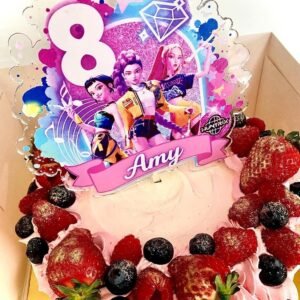 Personalised HUNTR/X Cake Topper | Custom Name & Age Birthday Cake Decoration | Acrylic UV Printed Party Topper
