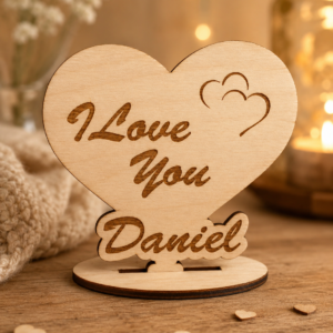 Personalised "I Love You" Wooden Heart Decoration