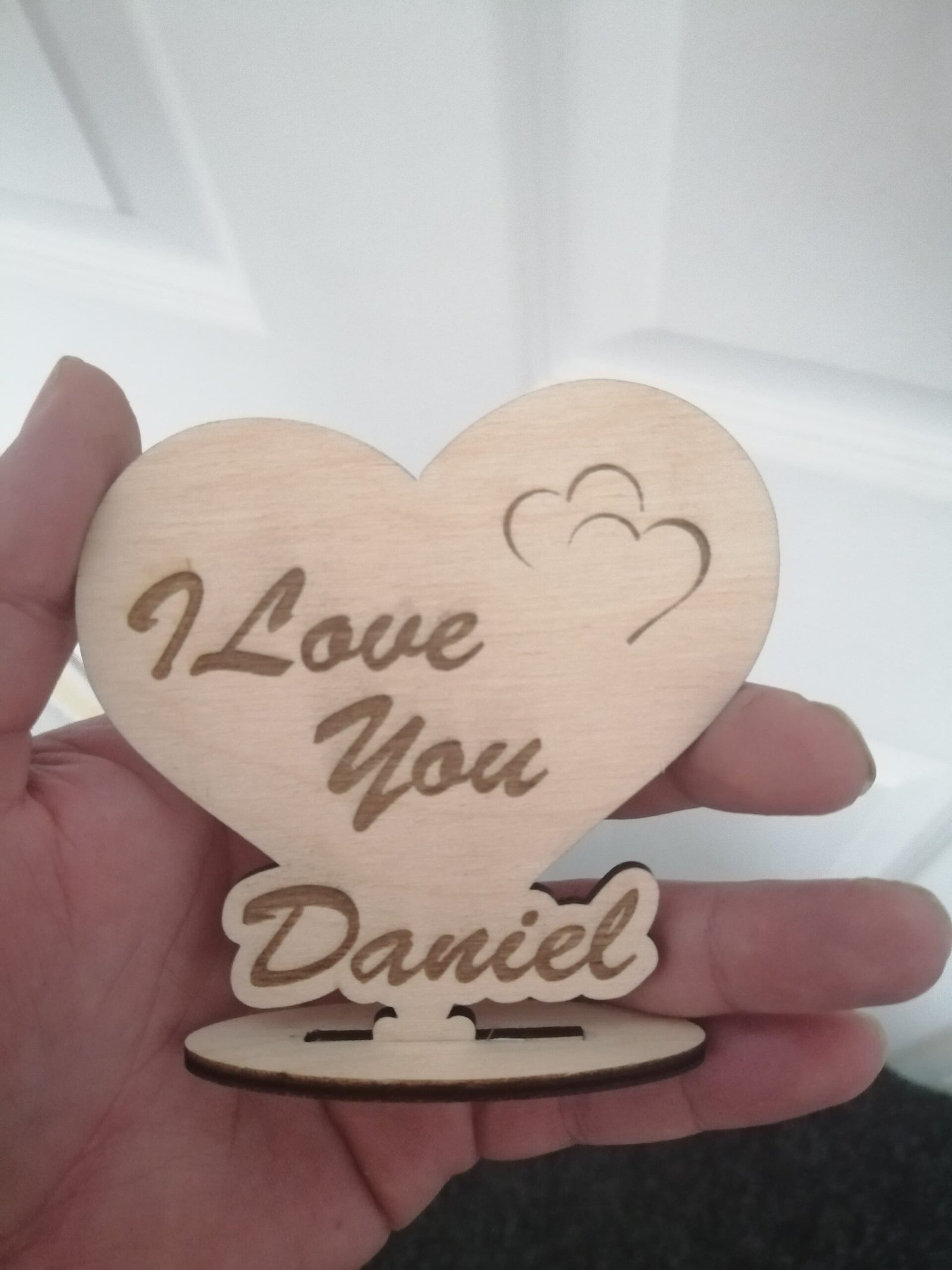 Personalised "I Love You" Wooden Heart Decoration - Image 2