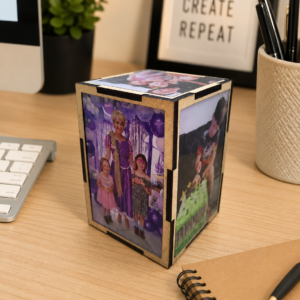 Personalised Photo Frame Cube | Custom Wooden Picture Gift | Family Keepsake UK