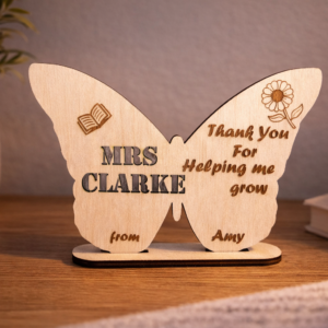 Personalised Thank You Teacher Wooden Gift - Butterfly